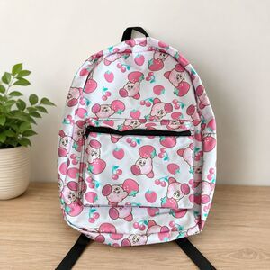Kirby Strawberry Cherry Pink Full Size Backpack Laptop Sleeve Kawaii Nintendo